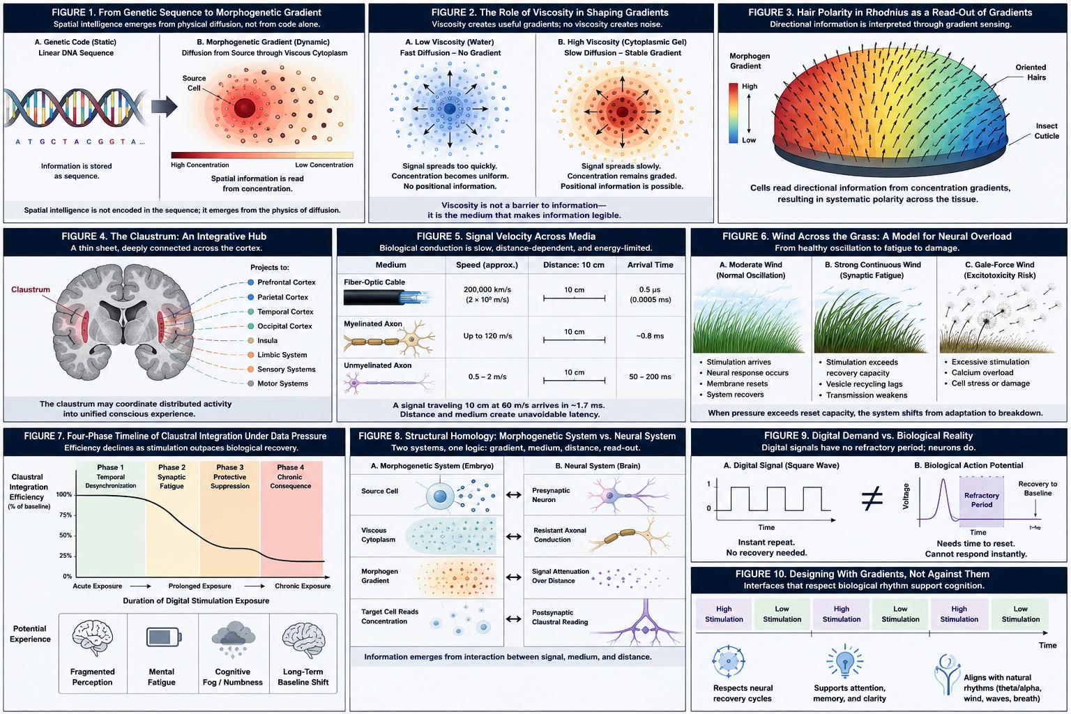 The Viscous Code: How Biological Gradients, Neural Timing, and Digital Overload Reveal the Limits of Human Cognition